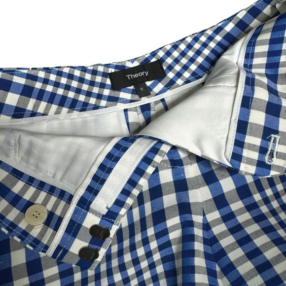 Theory Linen-Blend Checked Shorts NWOT 0 - Picture 5 of 13